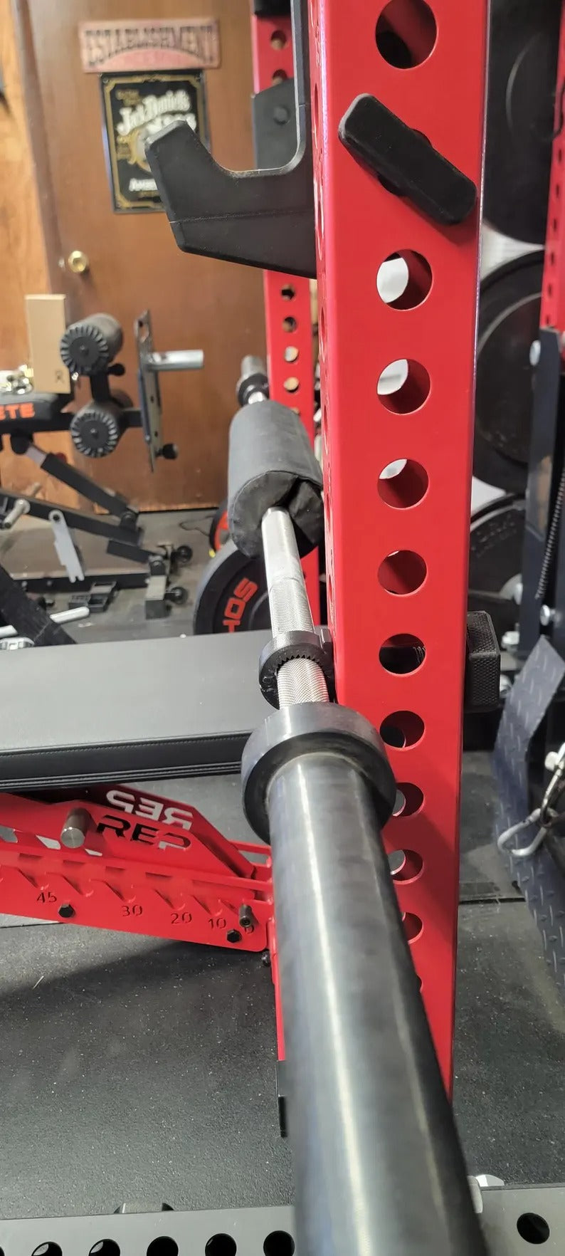 BarLock barbell leg holder clamp on a rack